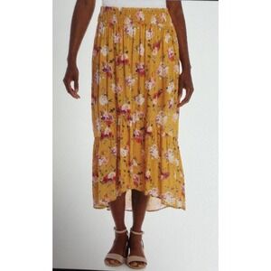 Sangria Floral Boho High Low Pull On Skirt Cottagecore Women's Size Small NWT